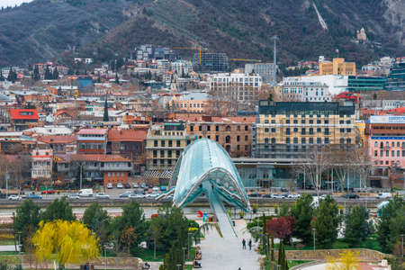 Tbilisi, Georgia - 06 April, 2021: Beautiful panoramic view of Tbilisi