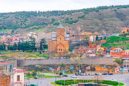 Tbilisi, Georgia - 06 April, 2021: View on Metekhi church