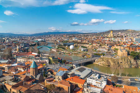 Tbilisi, Georgia - 03 April, 2021: Beautiful view of Tbilisi, travelのeditorial素材