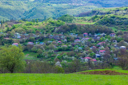 Beautiful view of a small mountain village in Imereti, Georgia. Landscapeの写真素材