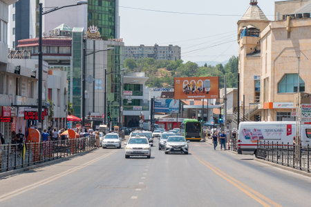 Tbilisi, Georgia - 19 Jule, 2021: Traffic on the central street in the Gldani area, Tbilisiのeditorial素材