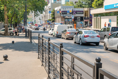 Tbilisi, Georgia - 19 Jule, 2021: Traffic on the central street in the Gldani area, Tbilisi