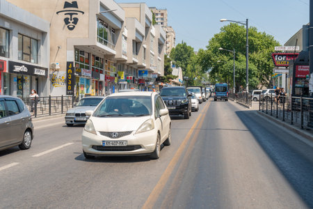 Tbilisi, Georgia - 19 Jule, 2021: Traffic on the central street in the Gldani area, Tbilisiのeditorial素材