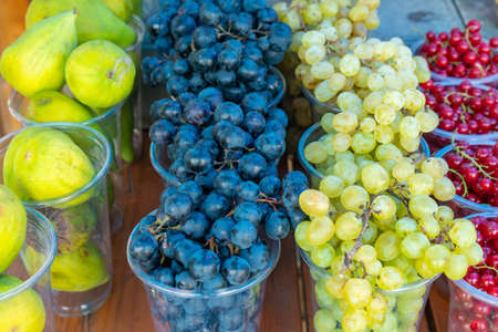 Various fruits for sale, outdoor market. Foodの写真素材