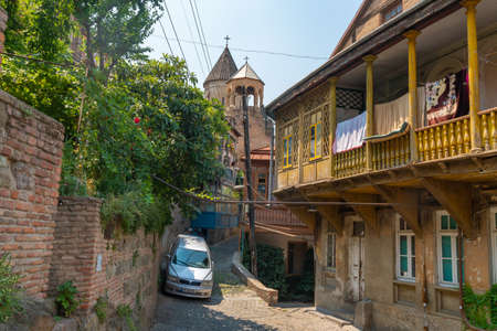 Tbilisi, Goergia - 21 Jule, 2021: Old historic houses in Tbilisi. Travelのeditorial素材