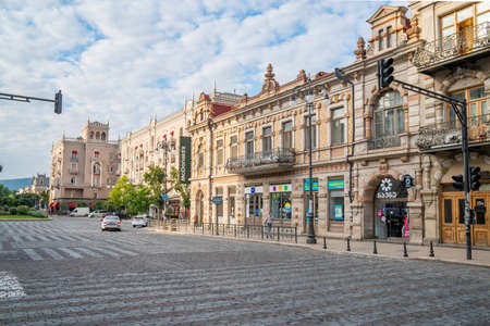 Tbilisi, Georgia - 01 August, 2021: View on Agmashenebeli Avenue is one of the main street in historical part of city Tbilisi, travelのeditorial素材