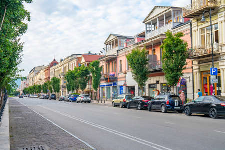 Tbilisi, Georgia - 01 August, 2021: View on Agmashenebeli Avenue is one of the main street in historical part of city Tbilisi, travelのeditorial素材