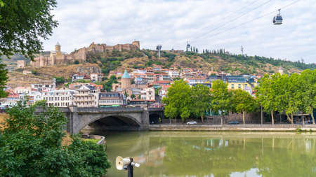 Tbilisi, Georgia - 01 August, 2021: Beautiful view of Old Tbilisi, Abanotubani. Travel