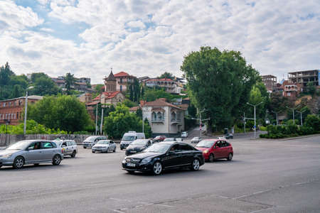 Tbilisi, Georgia - 01 August, 2021: Old historic houses in Tbilisi. Travelのeditorial素材
