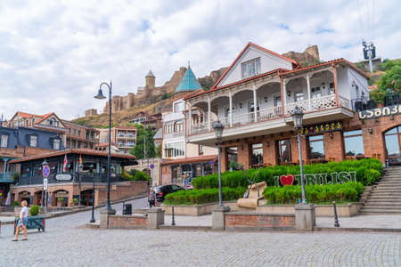 Tbilisi, Georgia - 01 August, 2021: Beautiful view of Old Tbilisi, Abanotubani. Travel