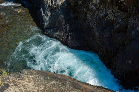 Mountain river among the rocks in Tusheti, travel across Georgia. Caucasus