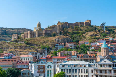 Tbilisi, Georgia - 25 August, 2021: Beautiful view of Old Tbilisi, Abanotubani. Travel