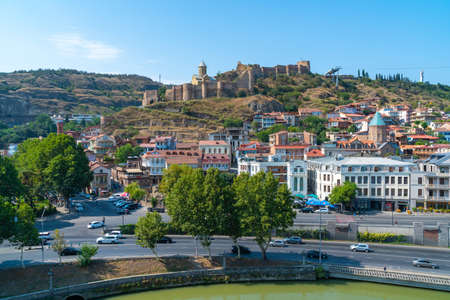Tbilisi, Georgia - 25 August, 2021: Beautiful view of Old Tbilisi, Abanotubani. Travelのeditorial素材