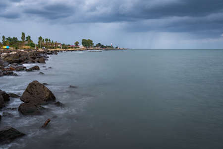 Beautiful sunset in the Black Sea, Poti, Georgiaの写真素材