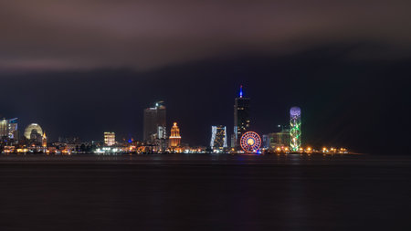 Batumi, Georgia - 31 December, 2021: Beautiful night cityscape, view of Batumi city at nightのeditorial素材