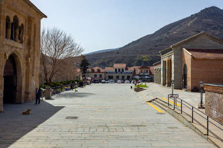Mtskheta, Georgia - 2 April, 2022: streets of old capital of Georgia, Mtskheta, tourism