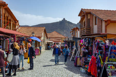 Mtskheta, Georgia - 2 April, 2022: streets of old capital of Georgia, Mtskheta, tourismのeditorial素材