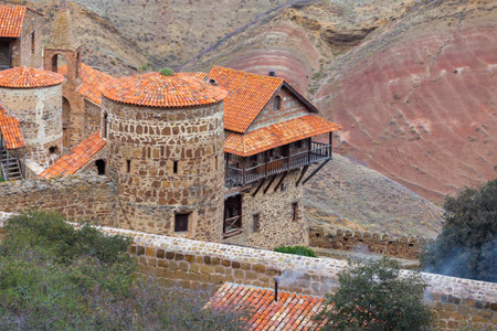 View of the monastery complex of David Gareja of Eastern Georgiaの写真素材