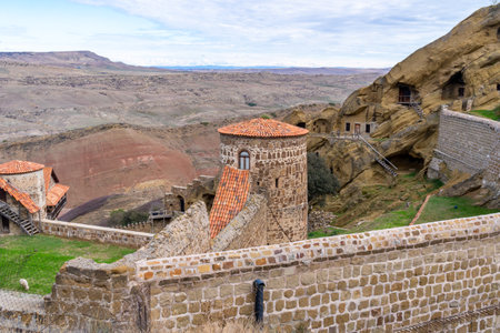View of the monastery complex of David Gareja of Eastern Georgiaの写真素材