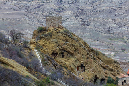 View of the monastery complex of David Gareja of Eastern Georgiaの写真素材