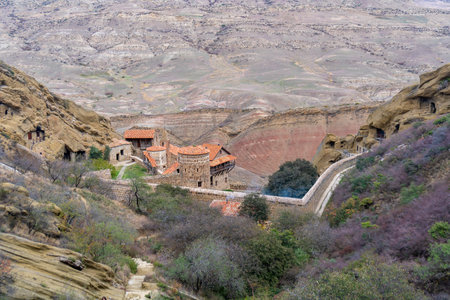 View of the monastery complex of David Gareja of Eastern Georgiaの写真素材