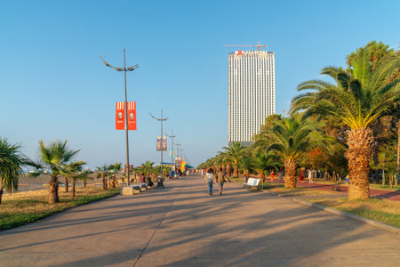 Batumi, Georgia - 30 August, 2022: Batumi seafront boulevardのeditorial素材
