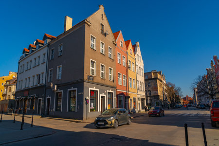 Gdansk, Poland - 12 March, 2022: beautiful old houses on the old town in Gdansk. Travel