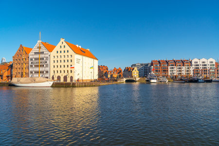 Gdansk, Poland - 11 March, 2022: Beautiful Old town of Gdansk at Motlawa river. Travelのeditorial素材