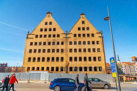Gdansk, Poland - 12 March, 2022: Red brick house in the center of the old town Gdansk. Travelのeditorial素材