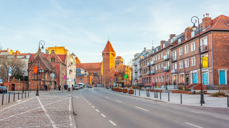 Gdansk, Poland - 12 March, 2022: Jacek Tower in Gdansk, brick tower
