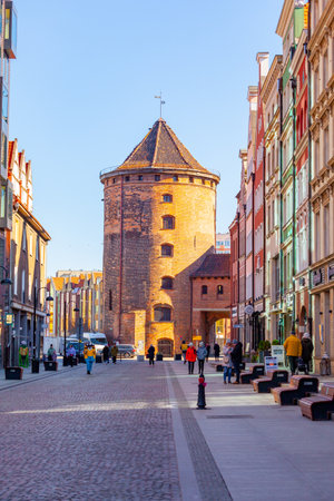 Gdansk, Poland - 12 March, 2022: Stagiewna Gate in Gdansk. Brick tower. Travelのeditorial素材