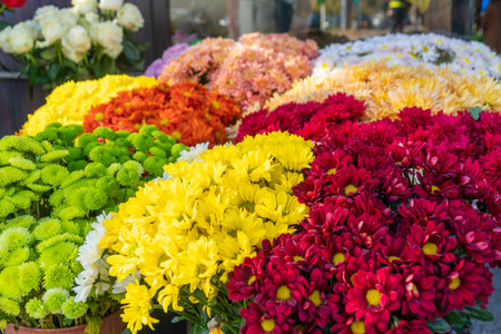 Beautiful bouquet of different varieties of flowers. Giftの写真素材