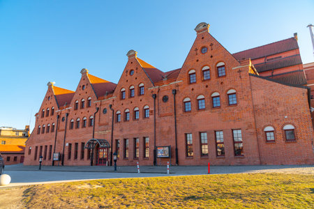 Gdansk, Poland - 11 March, 2022: Old brick historic Building in Gdansk. Travel