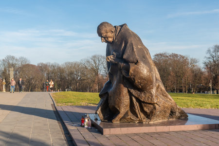 Czestochowa, Poland - 01 January, 2023: Statue of Cardinal Stefan Wyszynski at Jasna Gora sanctuary. Religionのeditorial素材