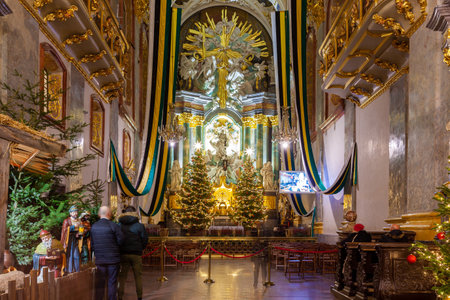 Czestochowa, Poland - 31 December, 2023: interior of Jasna Gora monastery in czestochowa. Religionのeditorial素材
