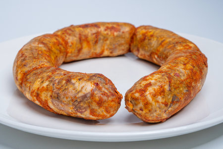 Traditional Georgian sausage Kupati, mainly produced in the Mingrelia regionの写真素材