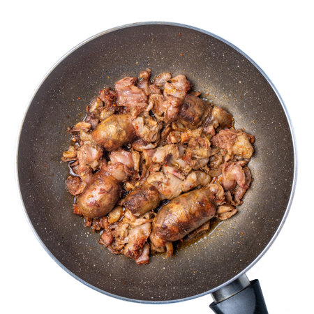 Traditional Georgian sausages Kupati, mainly produced in the Mingrelian region. Food in a frying panの写真素材