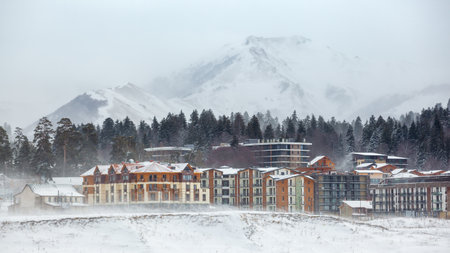 View of Bakuriani, winter resort in Georgia. Sports recreationの写真素材