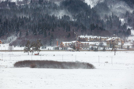 View of Bakuriani, winter resort in Georgia. Sports recreationの写真素材