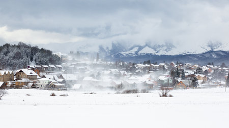 View of Bakuriani, winter resort in Georgia. Sports recreationの写真素材