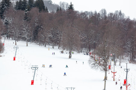 Light skiing track in Bakuriani, wintar resort in Georgia. Travelの写真素材