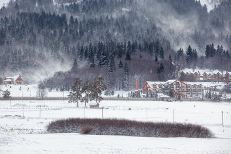 View of Bakuriani, winter resort in Georgia. Sports recreationの写真素材