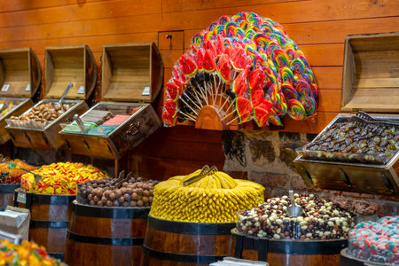 Various types of sweets at an Istanbul bazaar, Turkey.の写真素材