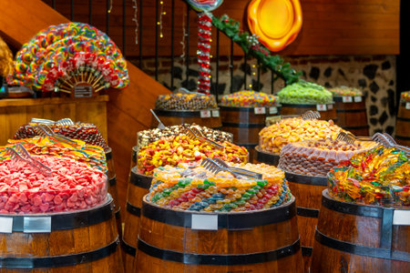 Various types of sweets at an Istanbul bazaar, Turkey.の写真素材