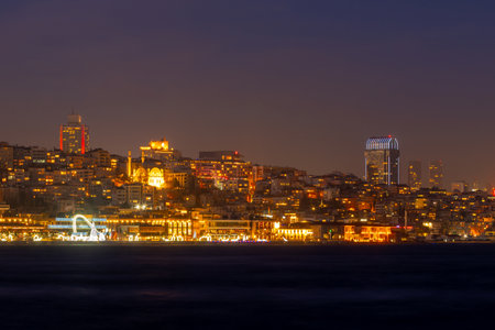 Night view of the Bosphorus Strait and Istanbul city. Landscapeの写真素材