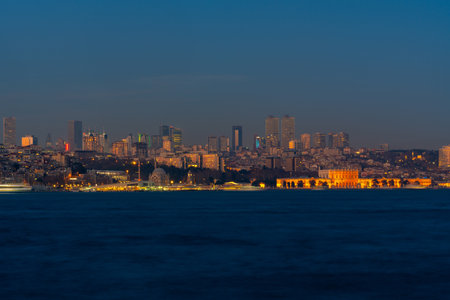 Night view of the Bosphorus Strait and Istanbul city. Landscapeの写真素材