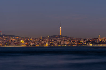 Night view of Istanbul from the Bosphorus Strait. Travelの写真素材