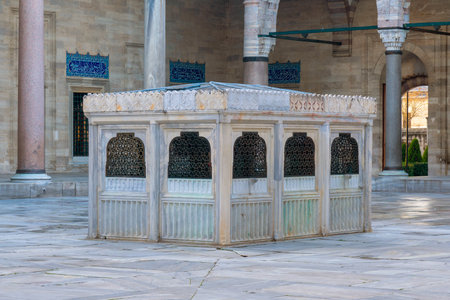 court yard of the famous landmark Suleymaniye Mosque in Istanbul, Turkey. Religionの写真素材