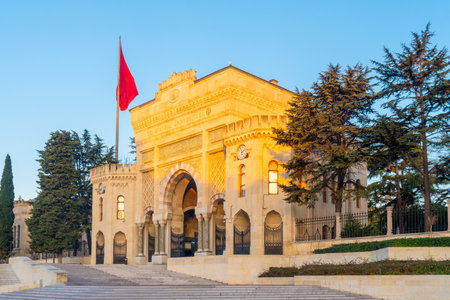 Istanbul university entrance with a old huge otoman gate. Educationの写真素材