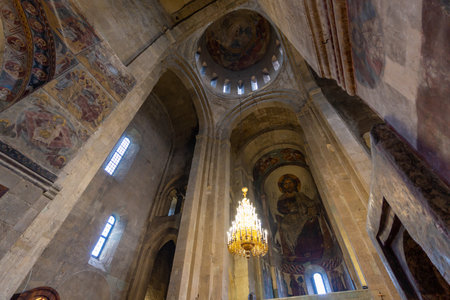 Interior of Svetitskhoveli Cathedral Orthodox Christian cathedral  located in the historic town of Mtskheta, Georgia. Religionの写真素材